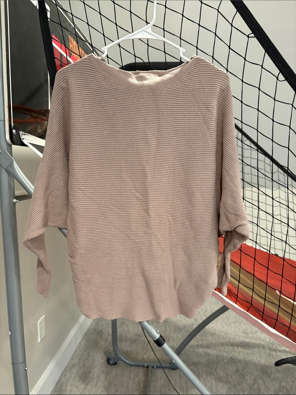 Women’s Ribbed Dolman Sleeve knit Top in Dusty beige
